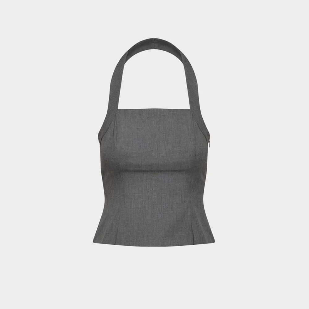 Aritzia Sunday Best Gala Halter Top in Heather Charcoal NWT - Picture 6 of 15